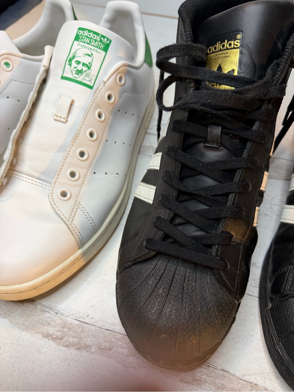 adidas Stan Smith & Superstar Two-Tone Sneakers - White, Black & Green & Clothes